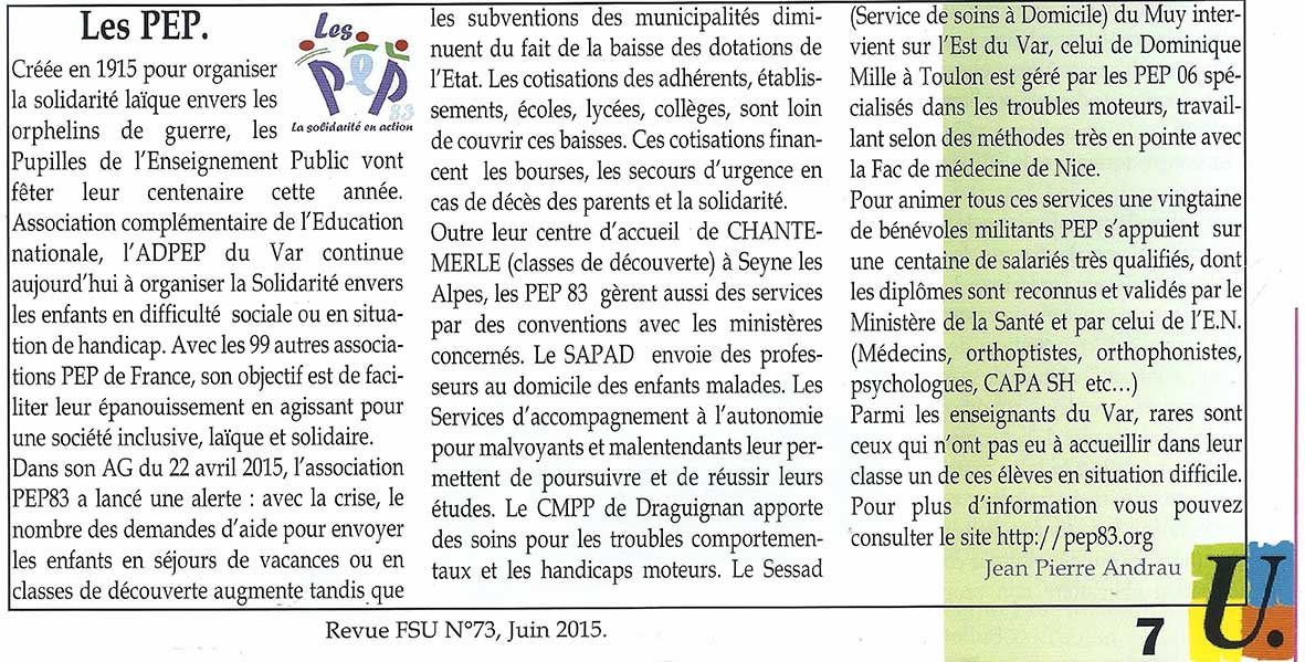 PEP83 FSU83 juin 2015